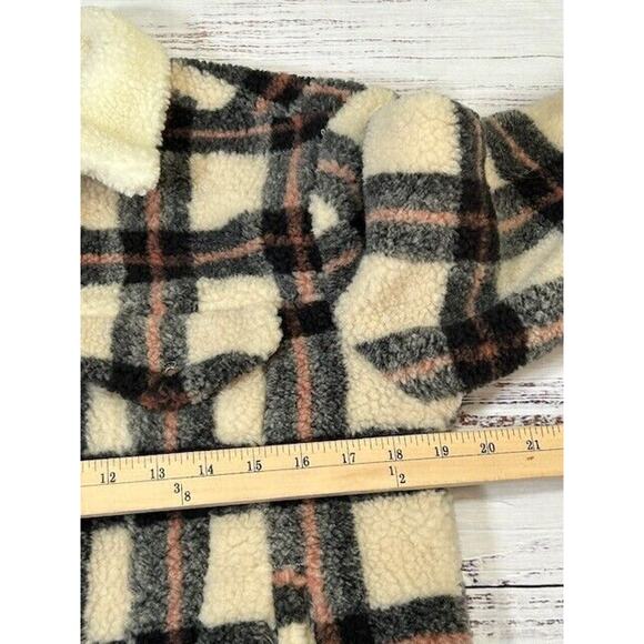 Levi's Womens Trucker Jacket Ex-Boyfriend All Over Sherpa Plaid Beige Size S NWT - Picture 10 of 12